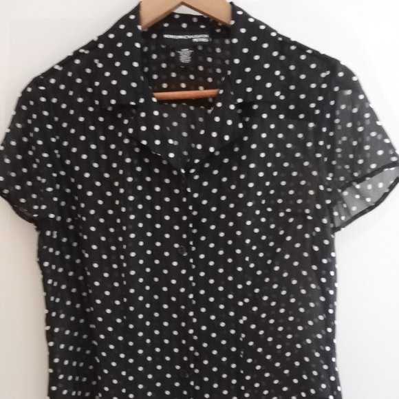 'NORTON MCNAUGHTON PETITES Polka Dot Blouse 12P - Picture 1 of 6